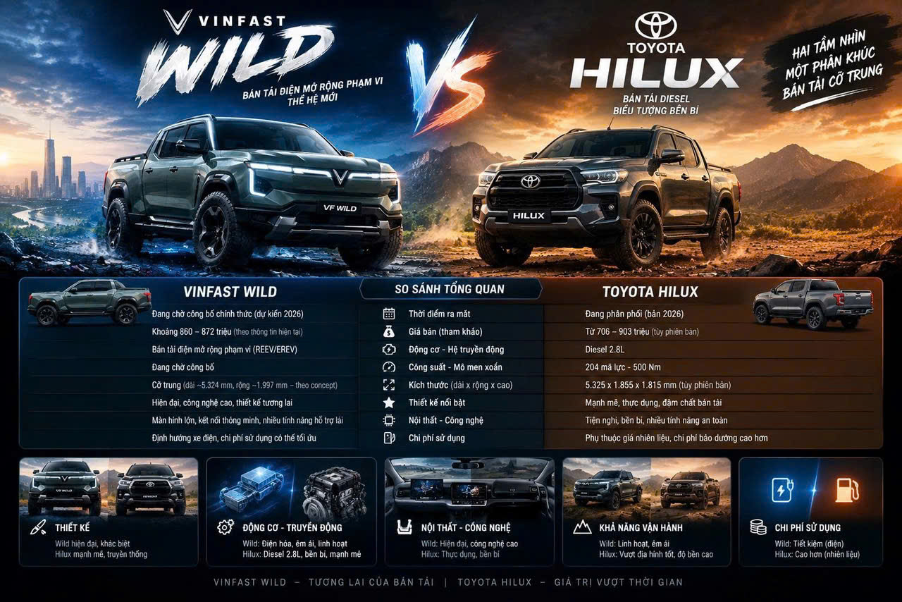 VinFast Wild vs Toyota Hilux